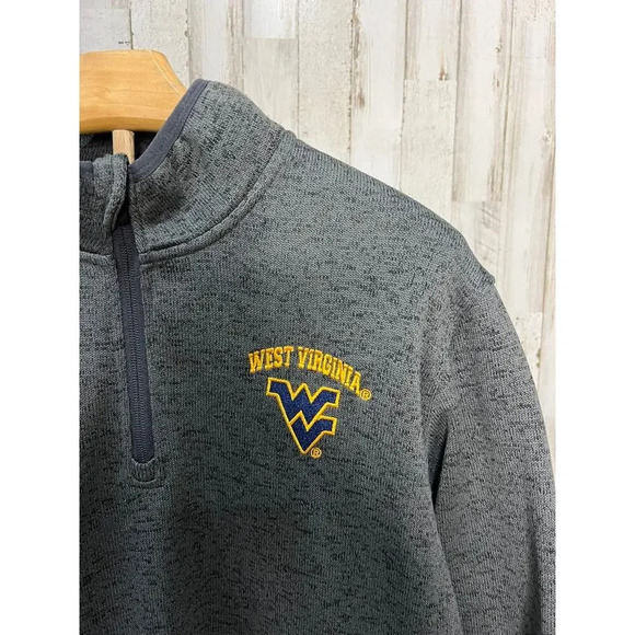 Russell West Virginia Mountaineers Men's Gray 1/4 Zip‎ Pullover Size Large - Picture 2 of 4